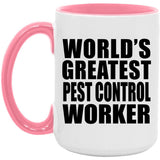 World's Greatest Pest Control Worker - 15oz Accent Mug Pink