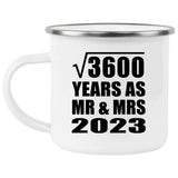 60th Anniversary Square Root of 3600 Years As Mr & Mrs 2023 - 12oz Camping Mug