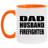 Dad Husband Firefighter - 11oz Accent Mug Orange
