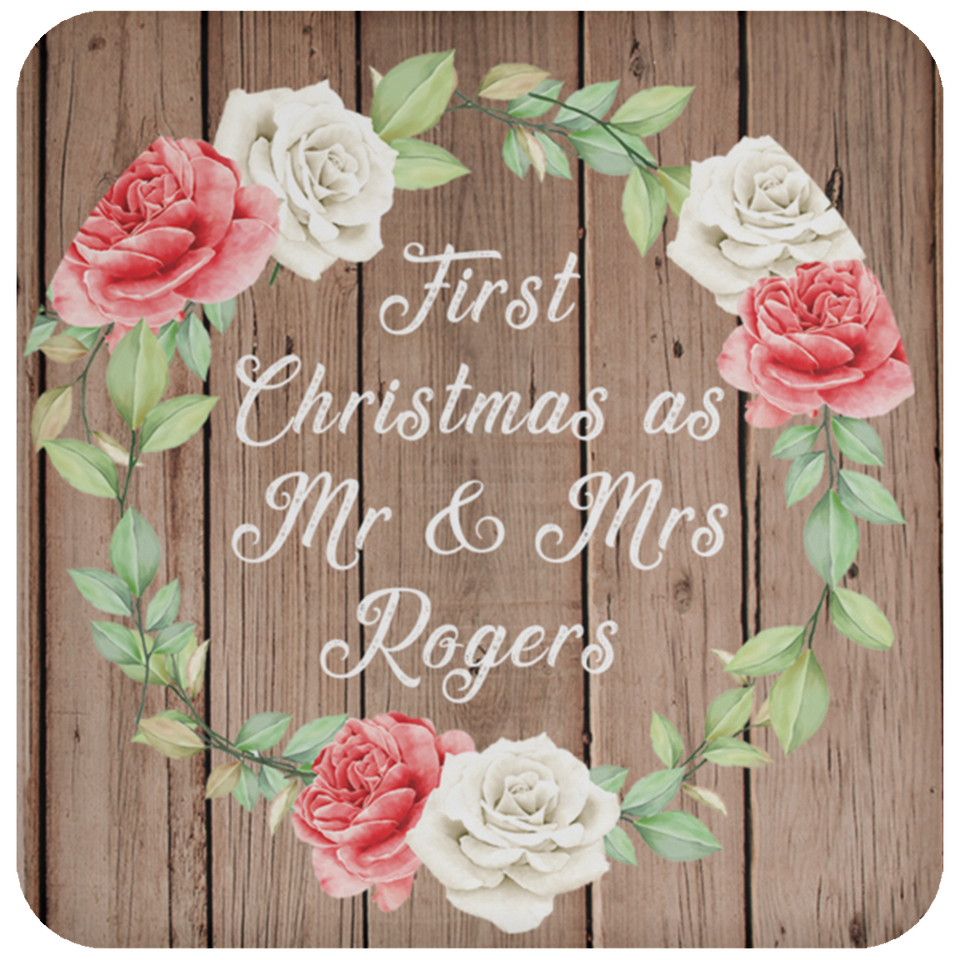 First Christmas As Mr & Mrs Rogers - Drink Coaster B