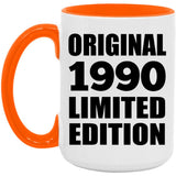 34th Birthday Original 1990 Limited Edition - 15oz Accent Mug Orange