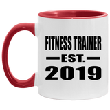 Fitness Trainer Established EST. 2019 - 11oz Accent Mug Red