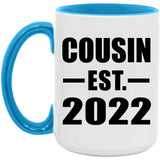 Cousin Established EST. 2022 - 15oz Accent Mug Blue