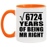 82nd Anniversary Square Root of 6724 Years of Being Mr Right - 11oz Accent Mug Orange