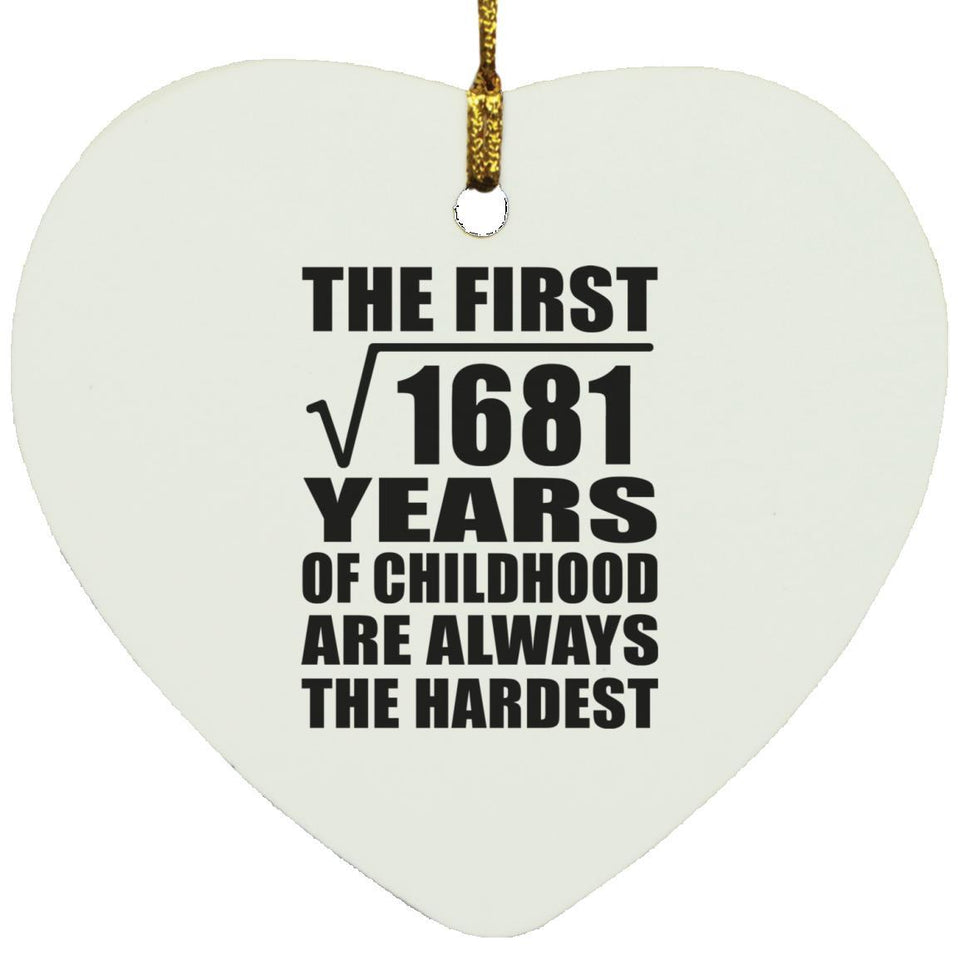41st Birthday Square Root of 1681 Years of Childhood - Heart Ornament