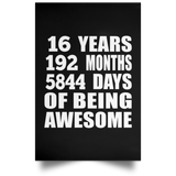 16th Birthday 16 Years 192 Months 5844 Days Of Awesome - Poster Portrait