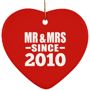 14th Anniversary Mr & Mrs Since 2010 - Heart Ornament