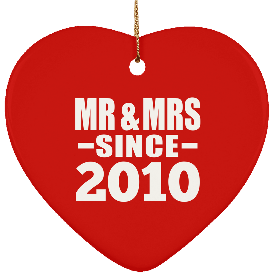 14th Anniversary Mr & Mrs Since 2010 - Heart Ornament