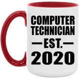 Computer Technician Established EST. 2020 - 15oz Accent Mug Red