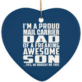 Proud Mail Carrier Dad Of Awesome Son - Heart Ornament