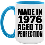 48th Birthday Made In 1976 Aged to Perfection - 15oz Accent Mug Blue