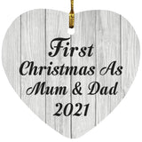 First Christmas As Mum & Dad 2021 - Heart Ornament F