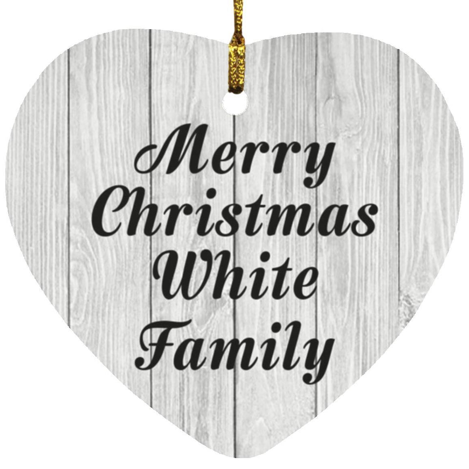 Merry Christmas White Family - Heart Ornament F