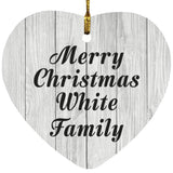 Merry Christmas White Family - Heart Ornament F