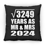 57th Anniversary Square Root of 3249 Years As Mr & Mrs 2024 - Throw Pillow Black