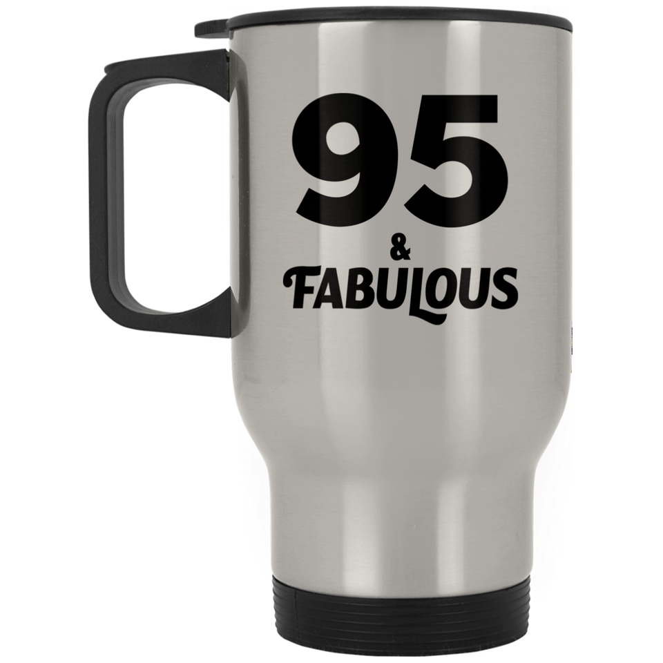 95th Birthday 95 & Fabulous - Silver Travel Mug