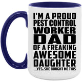 Proud Pest Control Worker Dad Of Awesome Daughter - 15oz Accent Mug Purple
