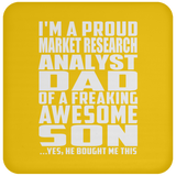 Proud Market Research Analyst Dad Of Awesome Son - Drink Coaster