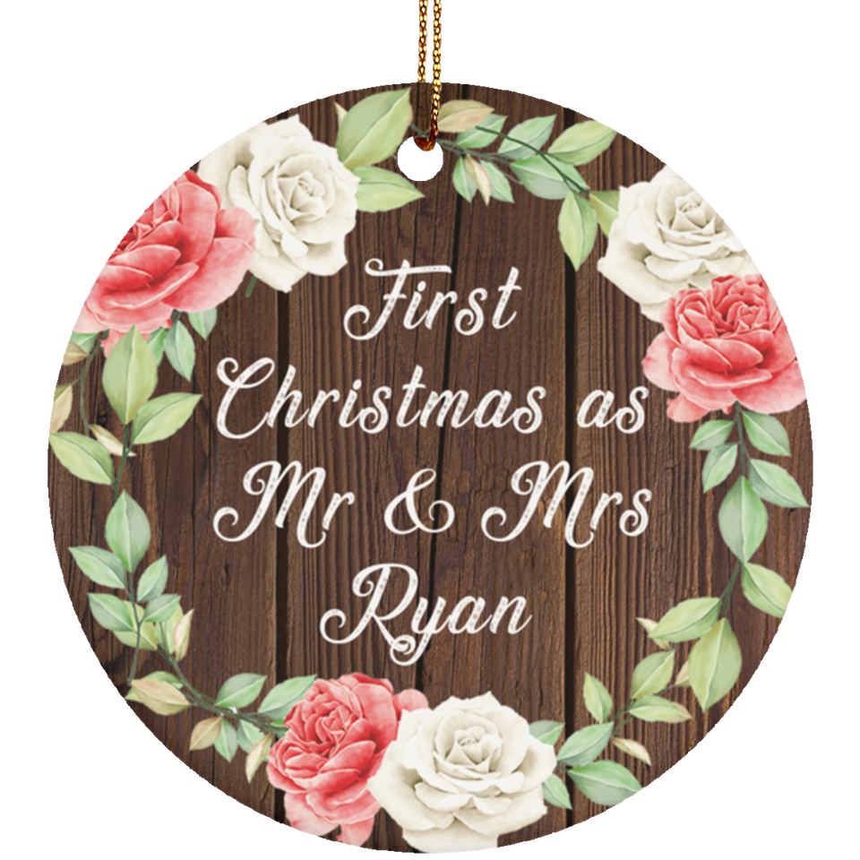 First Christmas As Mr & Mrs Ryan - Circle Ornament A