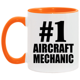Number One #1 Aircraft Mechanic - 11oz Accent Mug Orange