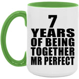7th Anniversary 7 Years Of Being Mr Perfect - 15oz Accent Mug Green