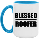 Blessed Roofer - 15oz Accent Mug Blue