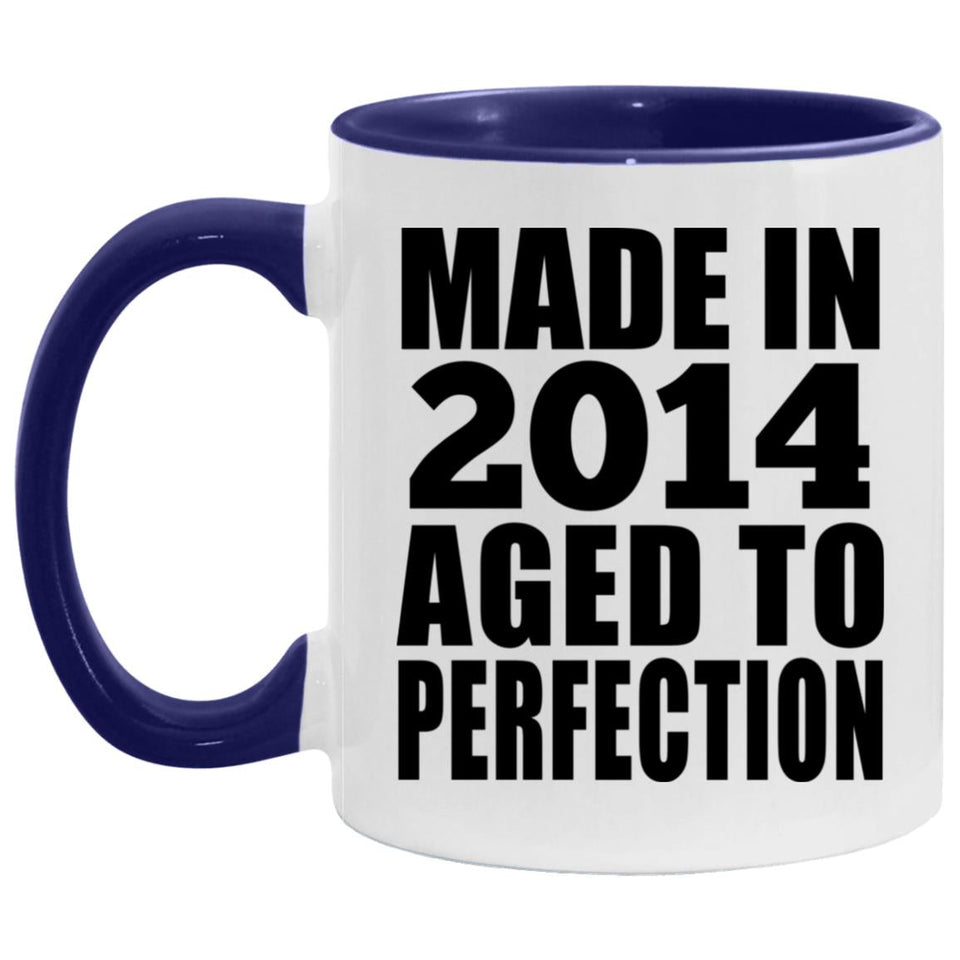 10th Birthday Made In 2014 Aged to Perfection - 11oz Accent Mug Purple