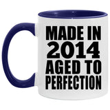 10th Birthday Made In 2014 Aged to Perfection - 11oz Accent Mug Purple