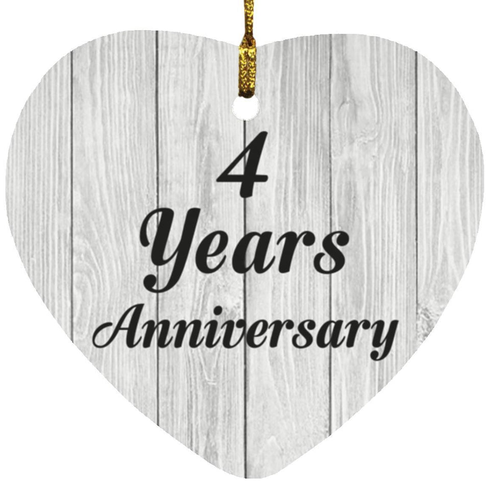 4th Anniversary 4 Years Anniversary - Heart Ornament F