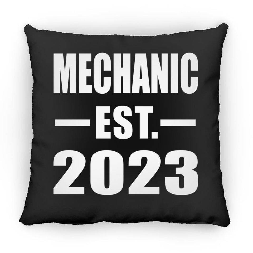 Mechanic Established EST. 2023 - Throw Pillow Black