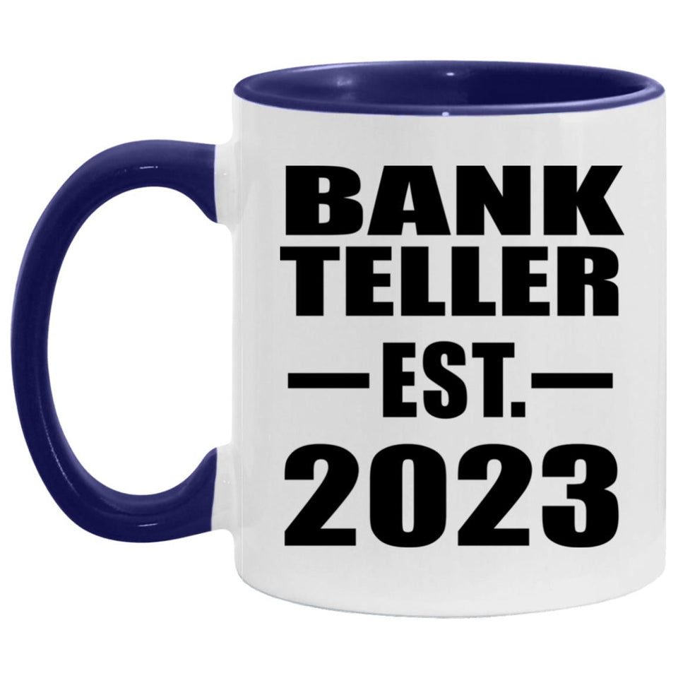 Bank Teller Established Est. 2023 - 11oz Accent Mug Purple