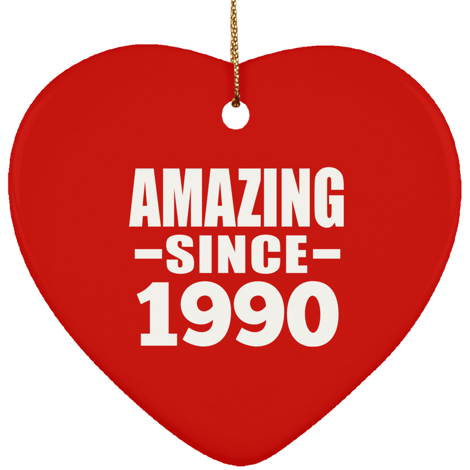 34th Birthday Amazing Since 1990 - Heart Ornament