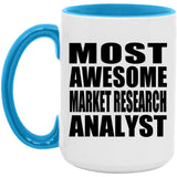 Most Awesome Market Research Analyst - 15oz Accent Mug Blue