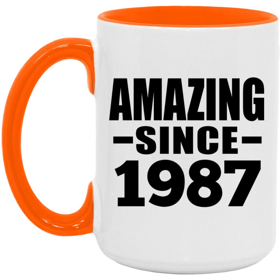37th Birthday Amazing Since 1987 - 15oz Accent Mug Orange