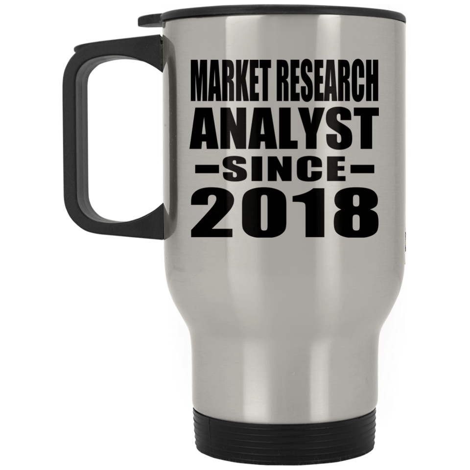 Market Research Analyst Since 2018 - Silver Travel Mug