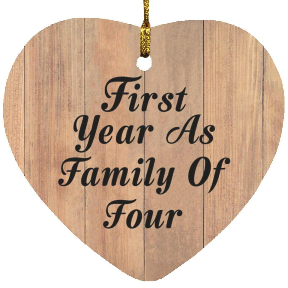First Year As Family Of Four - Heart Ornament C