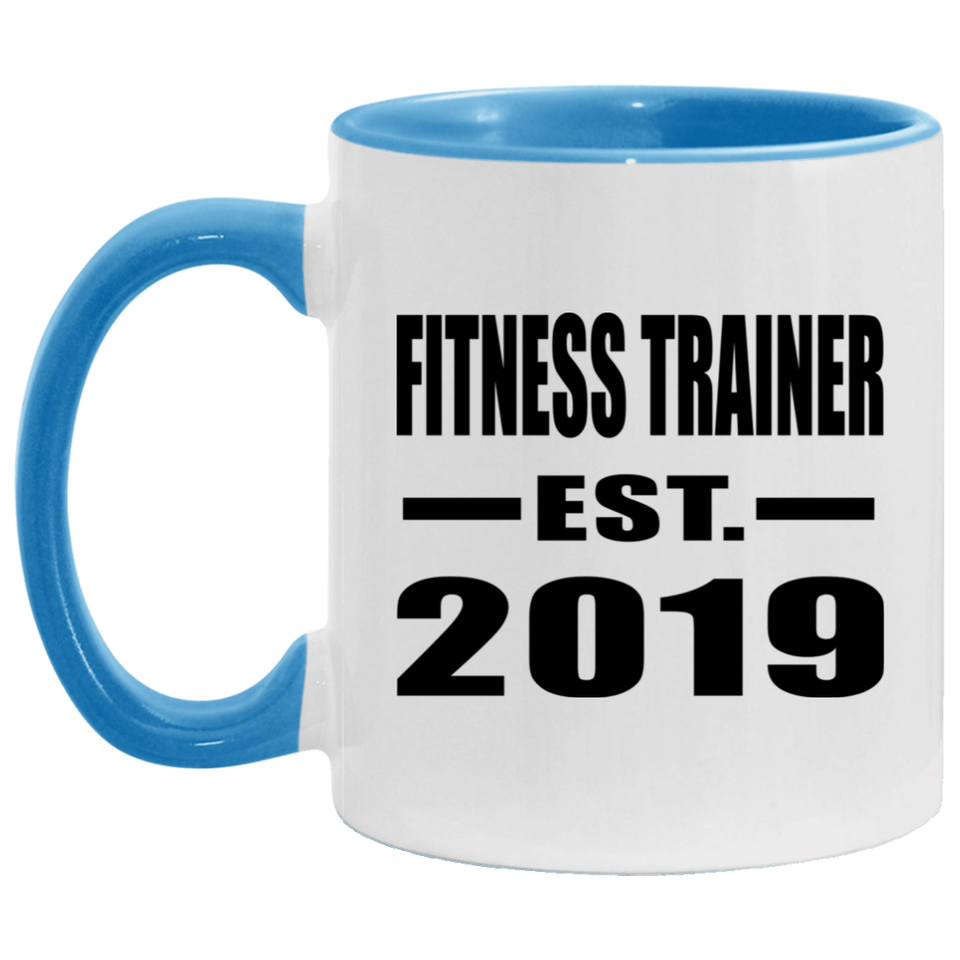 Fitness Trainer Established EST. 2019 - 11oz Accent Mug Blue