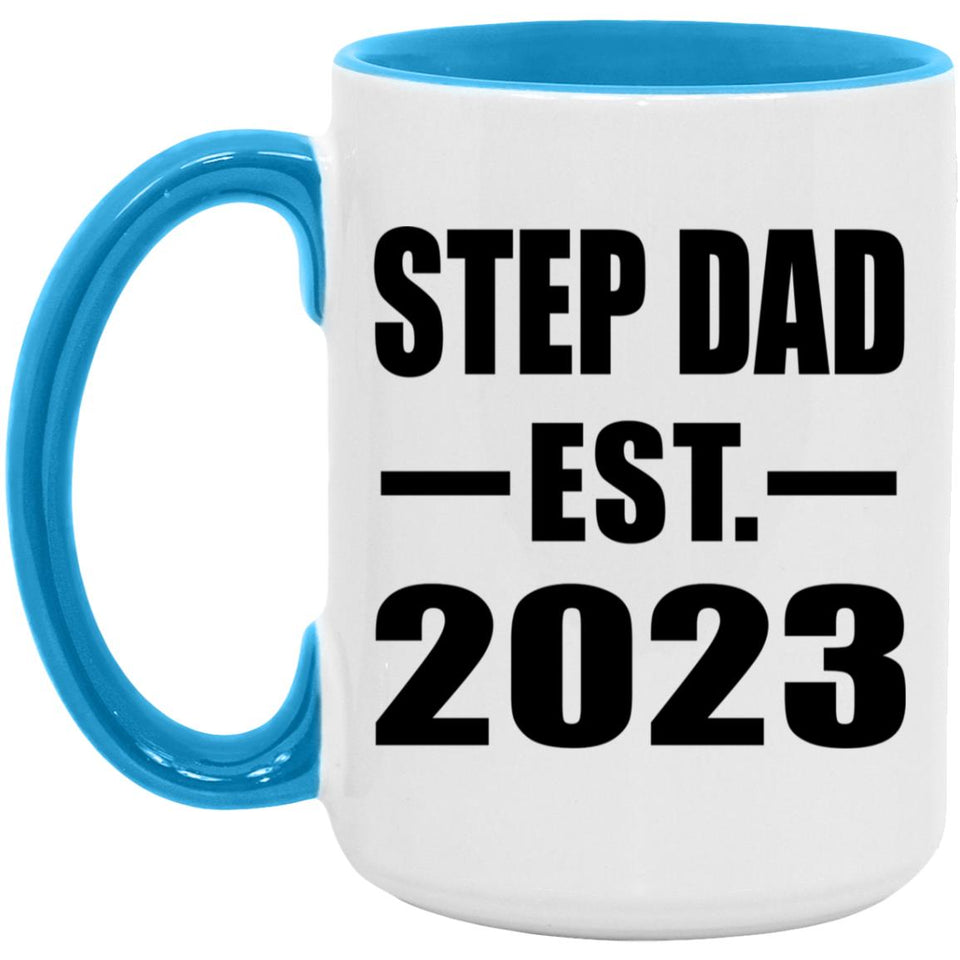 Step Dad Established EST. 2023 - 15oz Accent Mug Blue