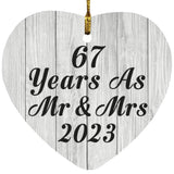67th Anniversary 67 Years As Mr & Mrs 2023 - Heart Ornament F