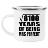 90th Anniversary Square Root of 8100 Years of Mrs Perfect - 12oz Camping Mug