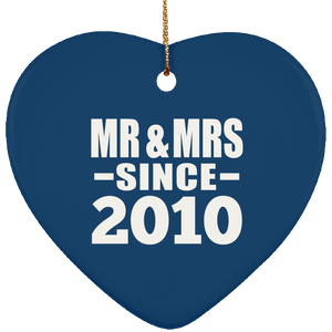 14th Anniversary Mr & Mrs Since 2010 - Heart Ornament
