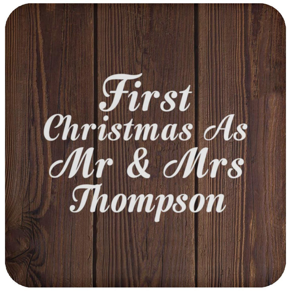 First Christmas As Mr & Mrs Thompson - Drink Coaster D