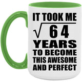 8th Birthday Took Square Root of 64 Years To Awesome - 15oz Accent Mug Green