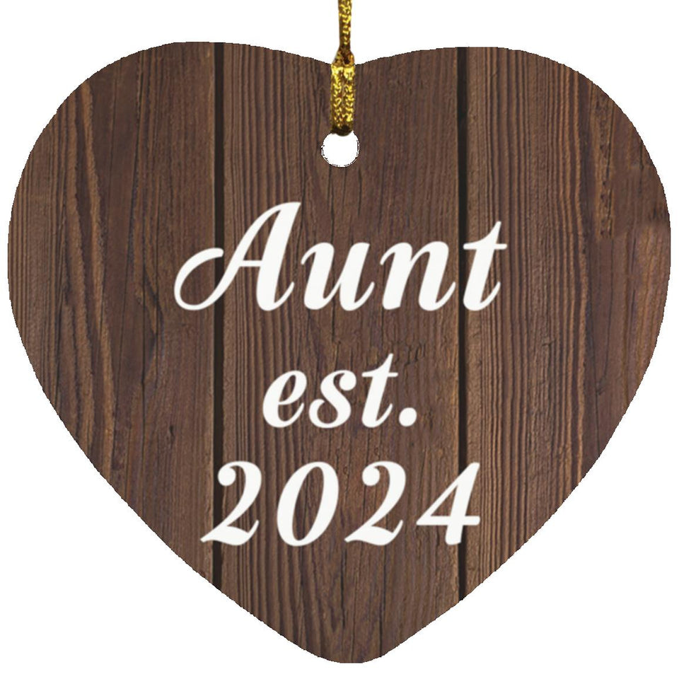 Aunt Established EST. 2024 - Heart Ornament D