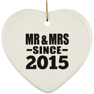 9th Anniversary Mr & Mrs Since 2015 - Heart Ornament