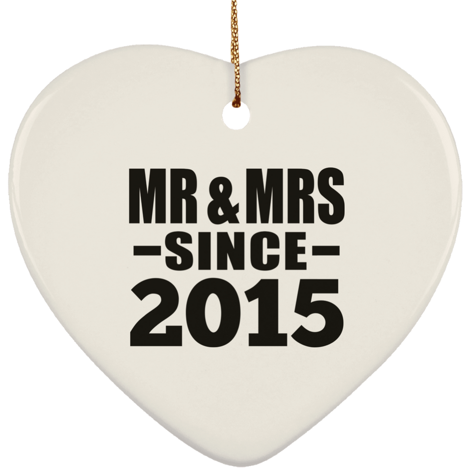 9th Anniversary Mr & Mrs Since 2015 - Heart Ornament