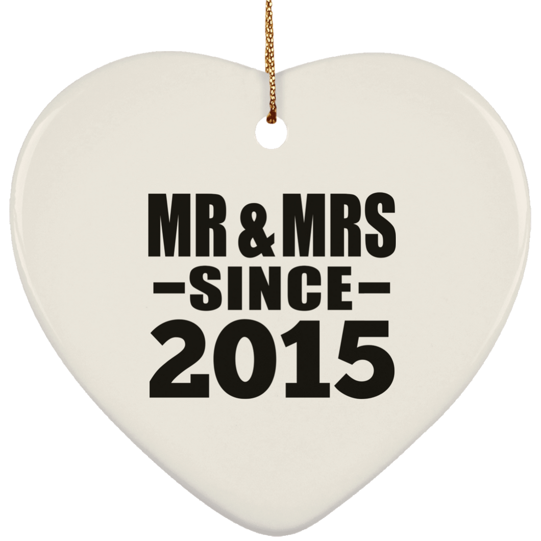 9th Anniversary Mr & Mrs Since 2015 - Heart Ornament