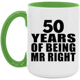 50th Anniversary 50 Years Of Being Mr Right - 15oz Accent Mug Green