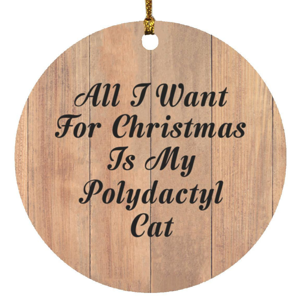 All I Want For Christmas Is My Polydactyl Cat - Circle Ornament C