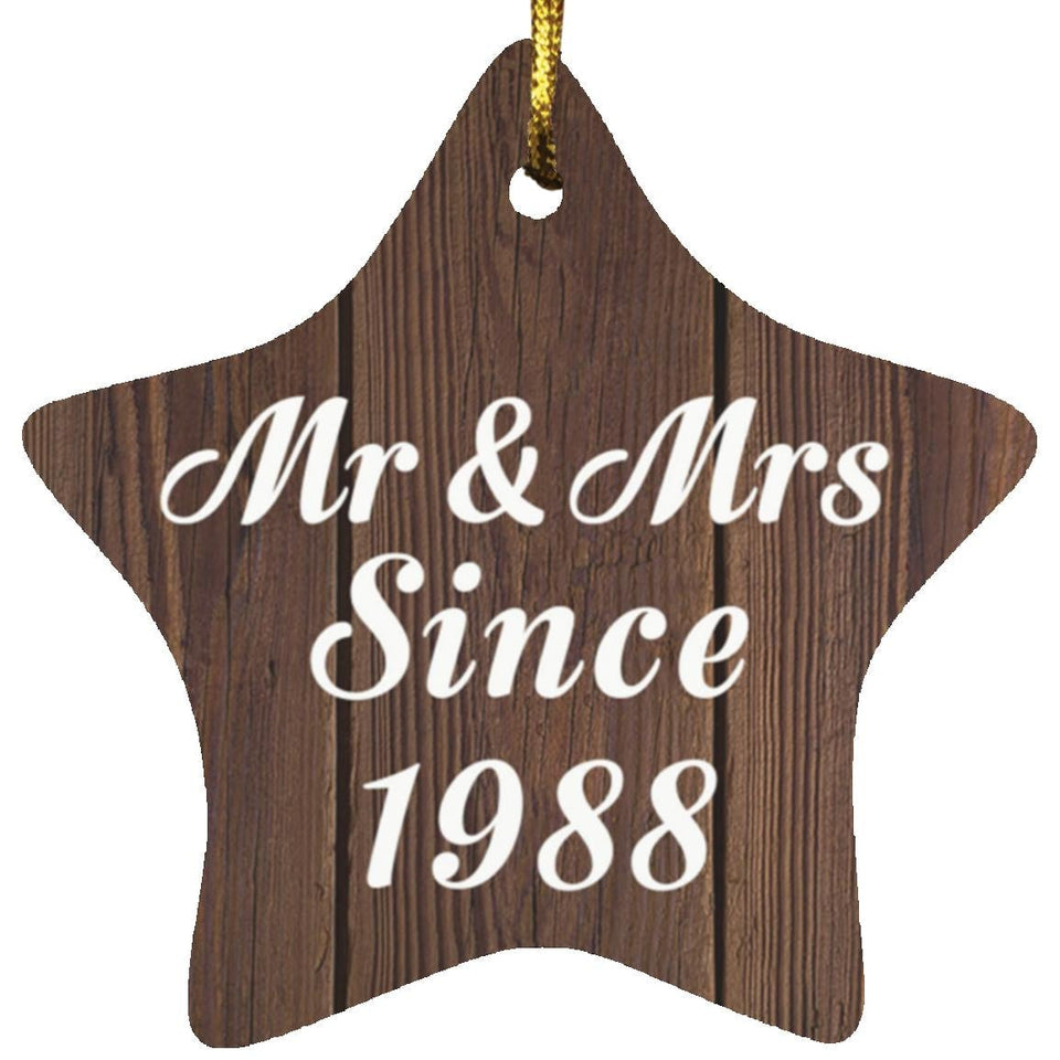 36th Anniversary Mr & Mrs Since 1988 - Star Ornament D